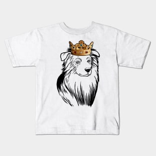 Australian Shepherd Dog King Queen Wearing Crown Kids T-Shirt